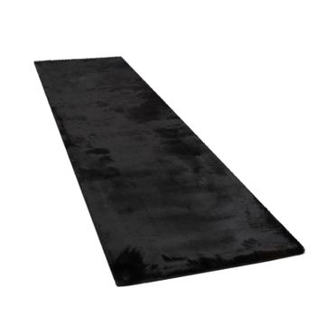 Alfombra de piel Fluffy negro 80x300 cm
