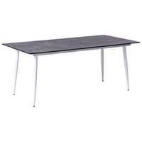 mesa de comedor de jardin con tablero de hpl y estructura de aluminio resistente a los rayos uv agua oxido blanco con tablero gris tolentino