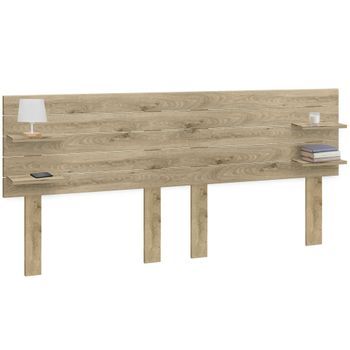 Dhome Cabecero Con Estantes De Madera Reciclada Dm Colgante Pared Estilo Palet Horizontal Con Patas Dual Dividido En 2 Piezas Cama 135/140 Vintage Nordico (210cm Dual, Cambrian Madera)
