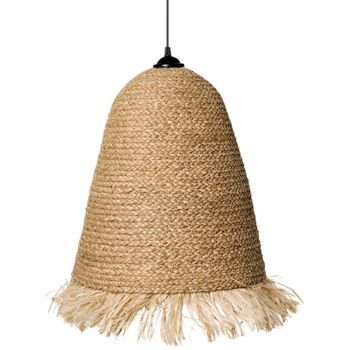 Lámpara Colgante Elegante De Jacinto De Agua Fibra De Plátano Con Flecos Estilo Boho Tejido A Mano Iluminación Salón Comedor Natural Arys