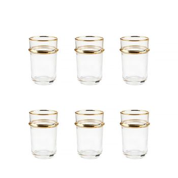 Tazas de té de vidrio con bordes dorados 175ml - lote de 6