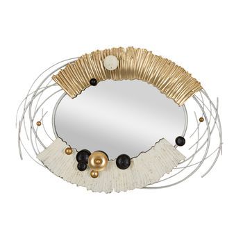 Espejo De Pared De Metal Dorado Cm 114x7x81.