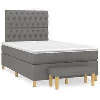 cama tapizada 203x120x128 cm tejido 100  poliester contrachapado y madera tratada - gris