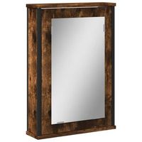 armario con espejo bano madera roble ahumado 42x12x60 cm vidaxl