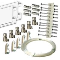 pack de ganchos automaticos con guia de 6 metros con 6 colgadores color blanco con hilo de nylon para colgar cuadros o marcos blanco 6 metros