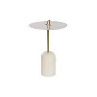 mesita auxiliar hierro cuero 40x40x56 asa lacado