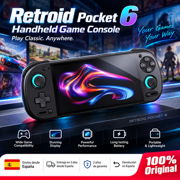 Consola de Juegos Portátil Android Retroid Pocket 6 RP6, Pantalla AMOLED de 5.5 Pulgadas 1080P 120Hz, Batería de 6000mAh, 8 Gen 2 y Gatillos con Efecto Hall