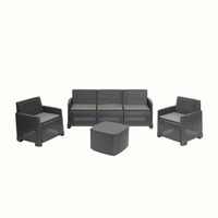 conjunto de jardin 2 sillones  sofa 3 plazas  5 cojines  mesa auxiliar de polipropileno garda - ipae progarden antracita
