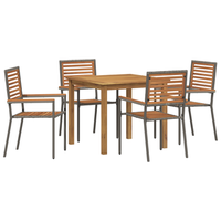 conjunto de comedor de jardin de 5 uds gris poliratan acacia cfw898987