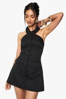 vestido mini entallado con escote halter negro