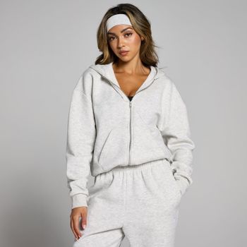 Sudadera con capucha y cremallera integral Basics para mujer de MP - Gris claro jaspeado - XS