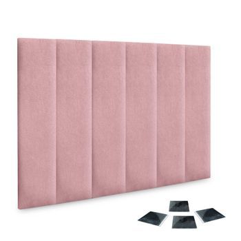 Dhome Juego De 6 Paneles Tapizados De Tela Autoadhesivos Para Pared Acústicos Absorbentes Protección Impactos Cabeceros (rosa, 60x20cm, X6)