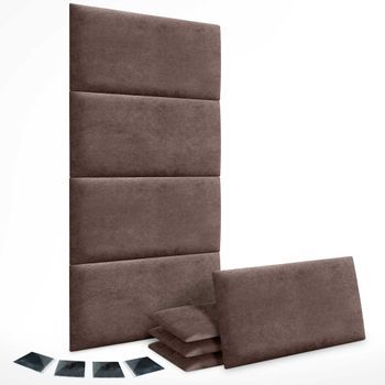 Dhome Juego De 8 Paneles Tapizados De Tela Autoadhesivos Para Pared Acústicos Absorbentes Protección Impactos Cabeceros (marrón Chocolate, 60x40cm,x8)