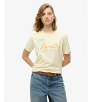 superdry para mujer w1011614a camiseta relajada banco crema m blanco casual algodon manga corta