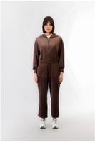 sudadera de chenilla con cremallera completa dark brown s