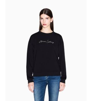 A|X Armani Exchange para mujer. XW000835AF13397MC021 Sudadera Básica negro (S), Casual, Viscosa