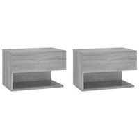 mesita de noche de pared 2 uds color gris sonoma vidaxl