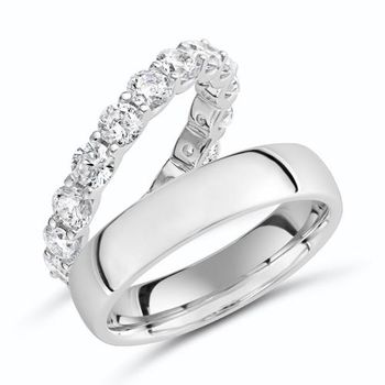Juego de anillos de boda de plata 925 con circonitas