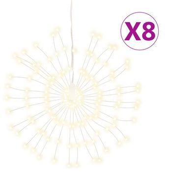 Luces De Navidad De Estrellas 8 Unidades 140 Led Blanco Cálido 17 Cm