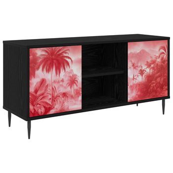Mueble De Tv Aachen 102 X 33 X 51 Cm Roble Negro Vidaxl