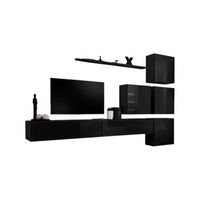 conjunto de muebles para sala mural switch ix diseno color negro brillante
