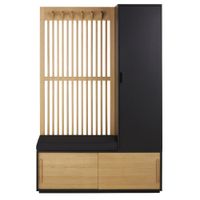 guardarropa modular negro y roble con banco de 122 cm