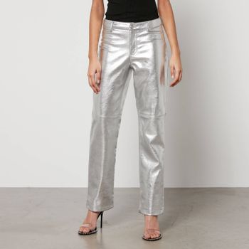 Jakke Cindy Metallic Faux Leather Straight-Leg Trousers - L