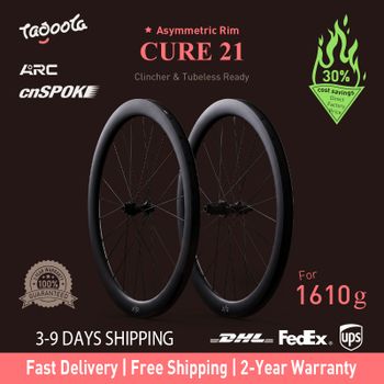 Juego de Ruedas de Carbono Tagoola CURE 21 de 50 mm de Profundidad, 700C, Freno de Disco con Bloqueo Central, Llantas de Fibra de Carbono Ligeras con Buje ARC 36T Ratchet S&S, Diseño Aerodinámico de