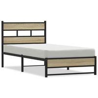 cama individual  cama para adulto  estructura de cama sin colchon metal roble sonoma 90x190 cm