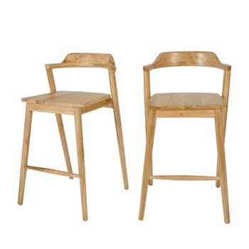 Lote de 2 sillas de bar de teca h65cm - madera