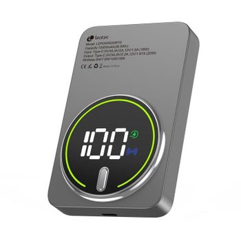 Power Bank Inalámbrico Leotec 10000mAh 20W Gris
