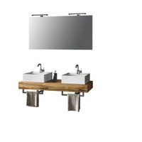 composicion bano de lavabo doble de 8 piezas astra roble miel en mdf