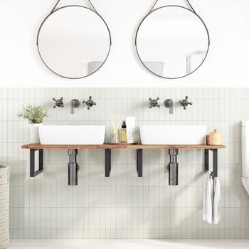 Encimera Tocador Baño Madera Acacia Acabado Aceite 160x50x2 Cm