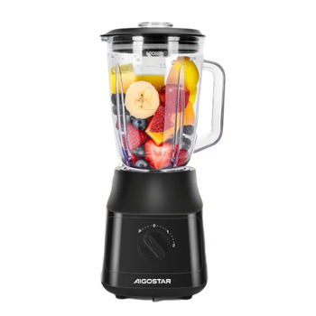 Aigostar Swift - Batidora de Vaso, Capacidad 1,5L, 600W, Tritura Hielo. Licuadora con 4 Cuchillas con Recubrimiento de Titanio, 2 Velocidades + Turbo y Función AutoClean. Libre de BPA. Swift