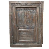 ventana de madera acabado artesanal marron 99x11x148h cm