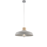 lampara de suspension portland en hierro lacado gris con difusor de hormigon d 40 y madera con cable electrico regulable 1 luz 100 o40