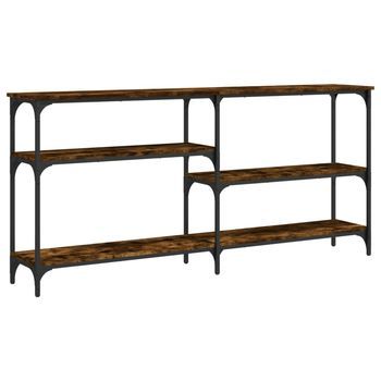 Mesa Consola Madera De Ingeniería Roble Ahumado 160x29x75 Cm Vidaxl
