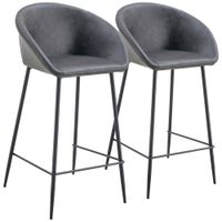 juego de 2 taburetes de bar polipiel gris oscuro