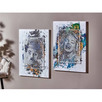 Lienzo Impr.  Marilyn Y Chaplin 50% Oleo  S/2 60x3x90cm