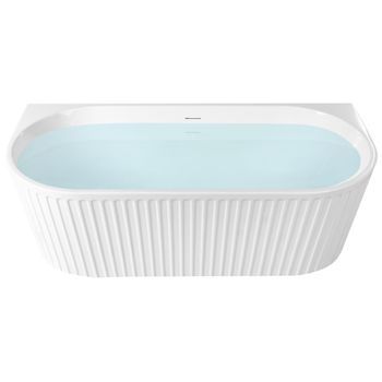 Bañera Ovalada Moderna 170 X 80 Cm Acabado Acrílico Acanalado Baño Mate Blanco Serena