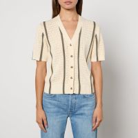 anine bing camryn cotton-blend pointelle-knit cardigan - xs