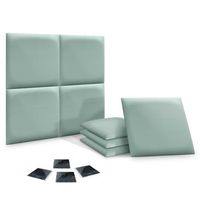 dhome juego de 8 paneles tapizados de pana premium pack autoadhesivos para pared acusticos absorbentes proteccion impactos verde agua 60x60cm x8