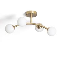lampara de techo metal y cristal moonlight brass ovo 4 focos dorado