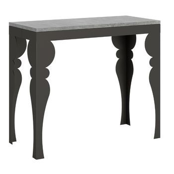 Consola Vintage De 14 Plazas De 40 A 306 Cm Dina-color Gris Cemento-soporte 2 Pies-alargaderas 5 Extensiones