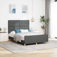 vidaxl estructura de cama con cabecera gris oscuro 140 x 190 cm tela