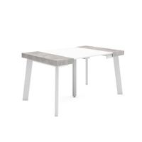 mesa consola extensible mesa comedor plegable 140 para 6 comensales patas de madera estilo moderno blanco y cemento