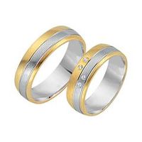 alianzas 8 quilates oro amarillo-blanco 4 diamantes
