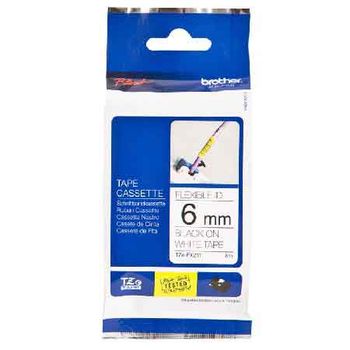 Brother TZeFX211 Original P-Touch Flexible Label Tape - 1/4 x 26.2 ft (6mm x 8mm) Black on White