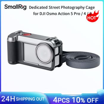 Jaula SmallRig dedicada para fotografía callejera para DJI Osmo Action 5 Pro / 4 / 3 con correa para el hombro y anillo de protección de lente -6371