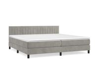 cama box spring con colchon terciopelo gris claro 200x200 cm rayas verticales